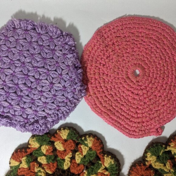 GOOD- Lot of 8 - Handmade Pot Holders Crocheted Assorted Colors - Picture 8 of 8